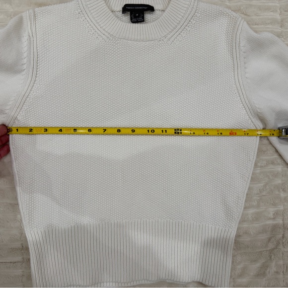 French Connection Classic balloon sleeve white/ivory Sweater preppy cozy chic - Picture 8 of 11